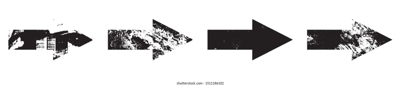 Set of grunge style arrows in black on white background