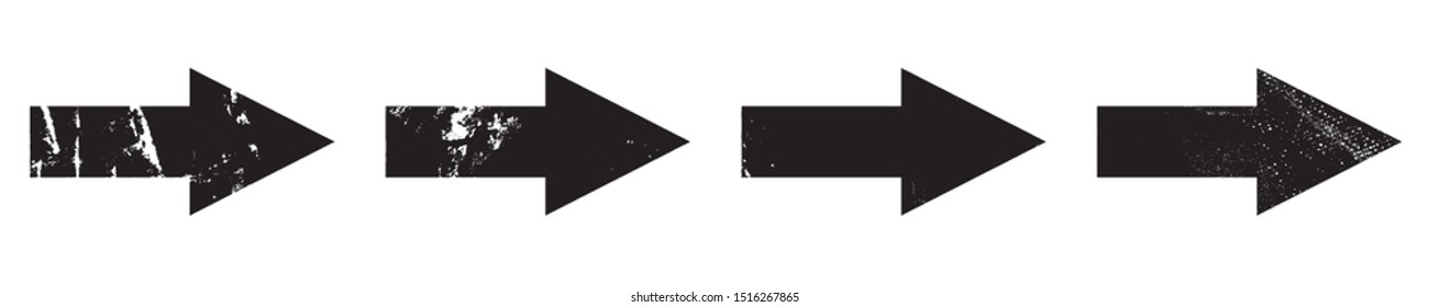 Set of grunge style arrows in black on white background
