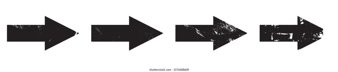 Set of grunge style arrows in black on white background