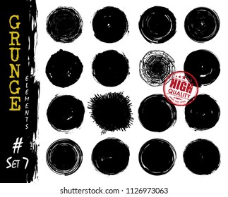 Set of grunge style circle shapes . Elements vector .
