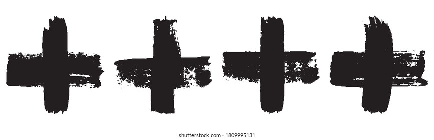Set of grunge style crosses in black on white background