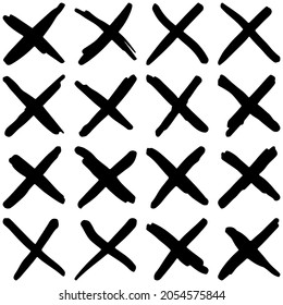 A set of grunge style crosses. Vector graphic drawings
