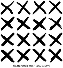 A set of grunge style crosses. Vector graphic drawings