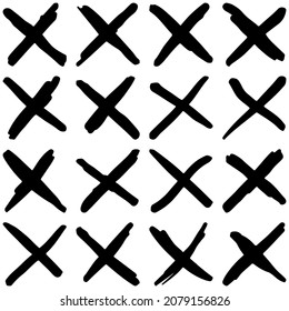 A set of grunge style crosses. Vector graphic drawings