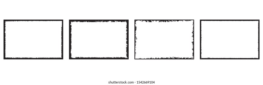 Set of grunge style frames black on white background