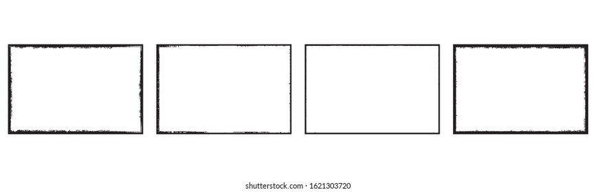 Set of grunge style frames black on white background
