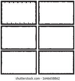 Set of grunge style frames black on white background