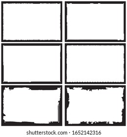 Set of grunge style frames black on white background