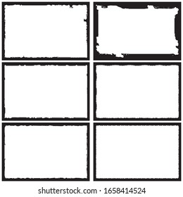 Set of grunge style frames black on white background