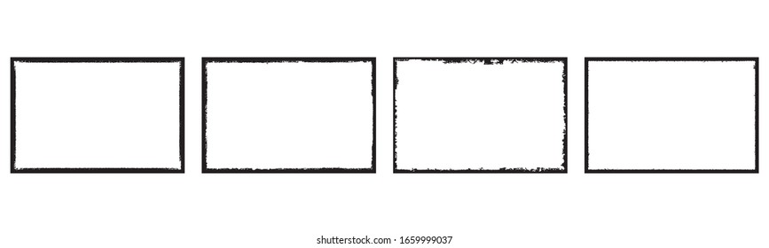 Set of grunge style frames black on white background