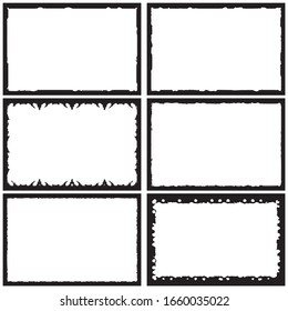 Set of grunge style frames black on white background