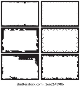 Set of grunge style frames black on white background