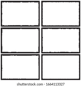 Set of grunge style frames black on white background