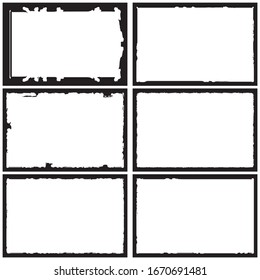 Set of grunge style frames black on white background