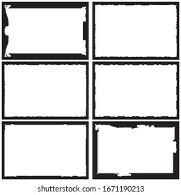 Set of grunge style frames black on white background