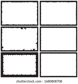 Set of grunge style frames black on white background