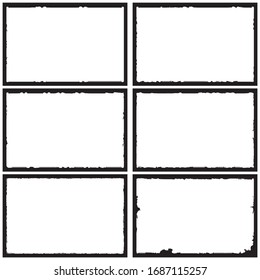 Set of grunge style frames black on white background