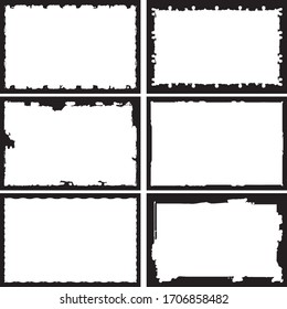 Set of grunge style frames black on white background