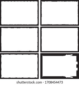 Set of grunge style frames black on white background