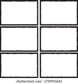 Set of grunge style frames black on white background