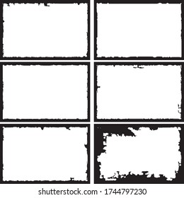 Set of grunge style frames black on white background