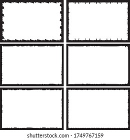 Set of grunge style frames black on white background