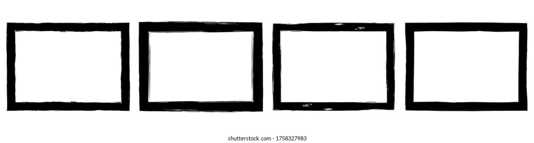 Set of grunge style frames black on white background