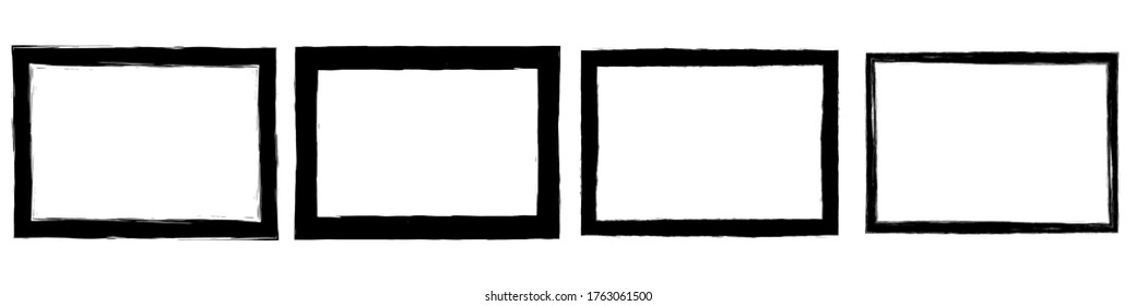 Set of grunge style frames black on white background