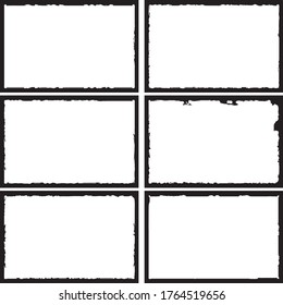 Set of grunge style frames black on white background