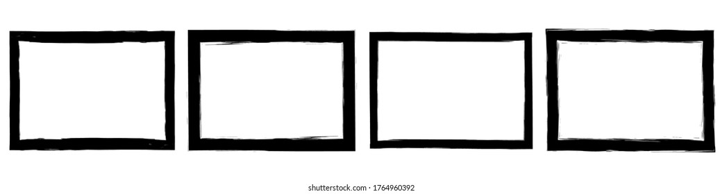 Set of grunge style frames black on white background