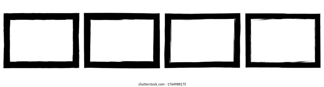 Set of grunge style frames black on white background