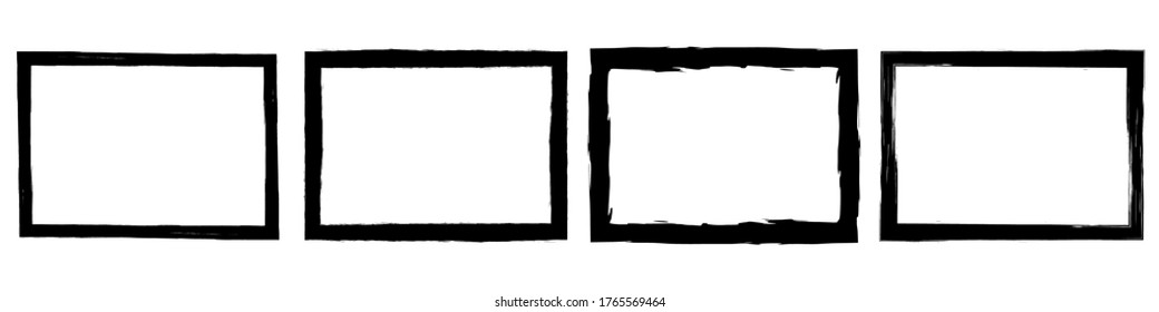 Set of grunge style frames black on white background