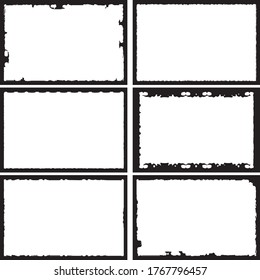 Set of grunge style frames black on white background