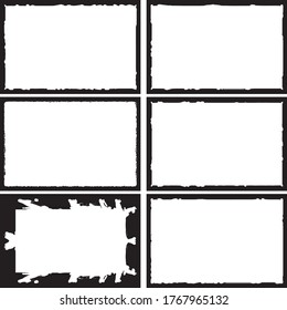 Set of grunge style frames black on white background