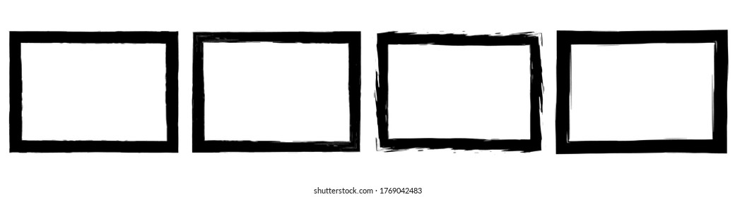 Set of grunge style frames black on white background