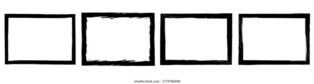 Set of grunge style frames black on white background