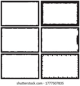 Set of grunge style frames black on white background