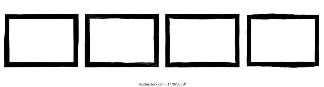 Conjunto de marcos de estilo grunge negro sobre fondo blanco