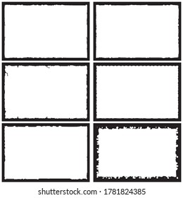 Set of grunge style frames black on white background