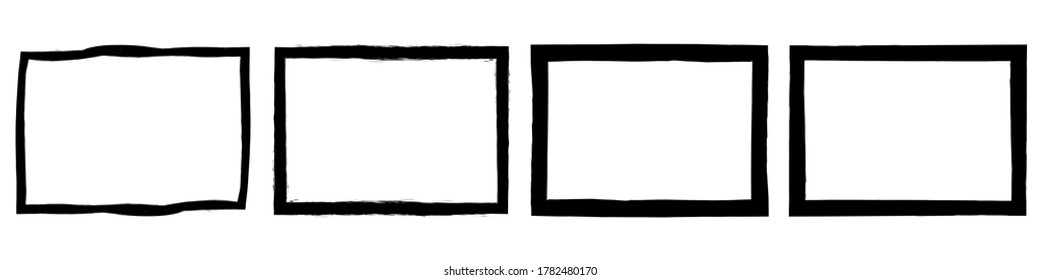 Set of grunge style frames black on white background