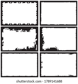 Set of grunge style frames black on white background