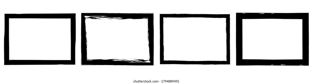 Conjunto de marcos de estilo grunge negro sobre fondo blanco