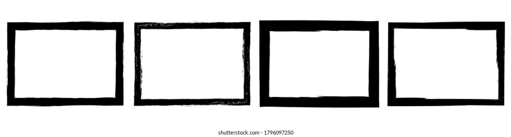 Set of grunge style frames black on white background
