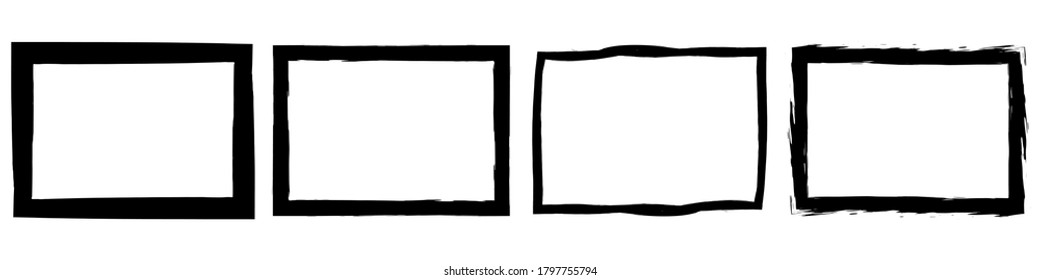 Set of grunge style frames black on white background