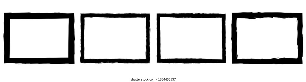 Set of grunge style frames black on white background