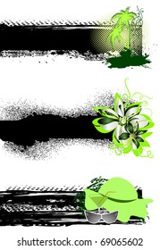 Set of grunge summer banner. Vector illustration