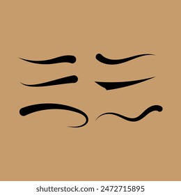 Set of Grunge Swoosh and swash tails. Wavy strokes, dirty curved strokes. Black paint wavy lines, flourish brush stroke. Fancy underline vector, decorative graphic elements eps 10.
 