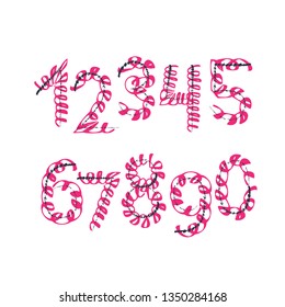 Set of grunge ten numbers isolated on white background. Vector illustration. Design element for posters or booklets. Hand drawn style.