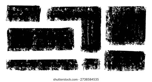 set grunge text box background vector for typography layouts. Ideal for urban posters, edgy quotes, and rough banners. Symbolizes raw texture, artistic framing, and street style.