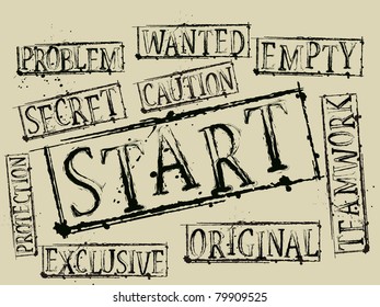 set of grunge text element design. vector illustration.